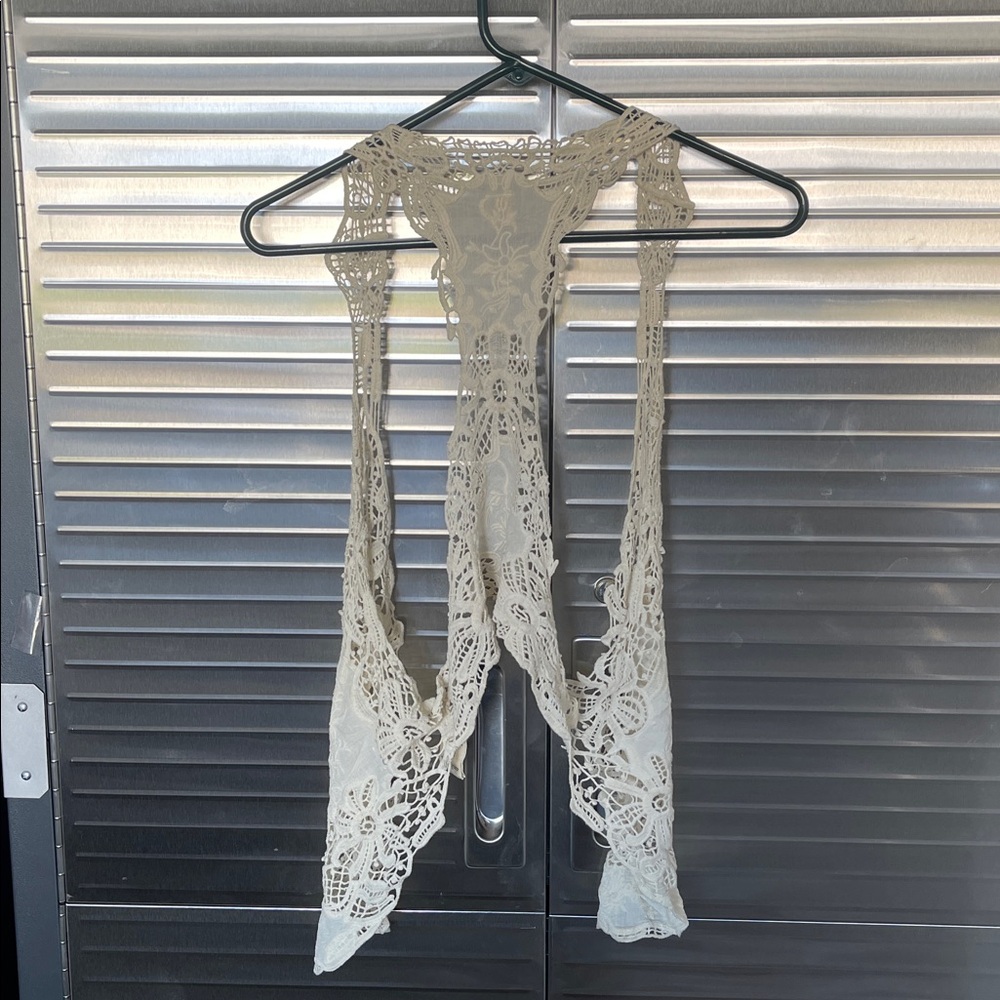 FreePeople Cream Lace Crochet Topper - Picture 3 of 3